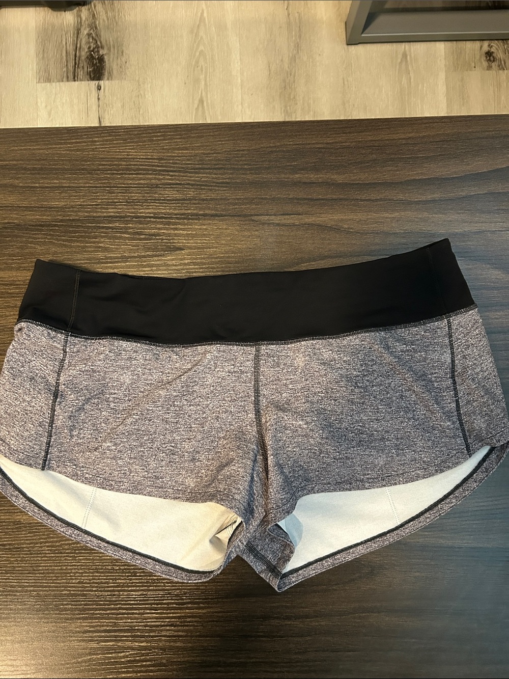 lululemon athletica Heather Gray Athletic Shorts with Black Waistband